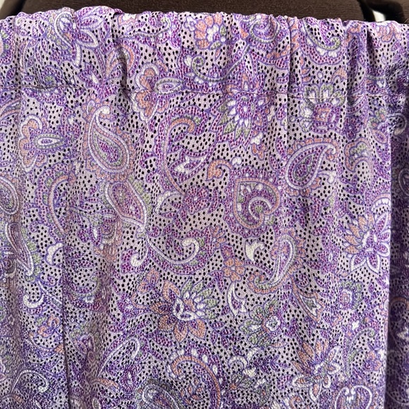 Purple Paisley White and Cream Polyester Midi Skirt with Elastic Waistband - Picture 4 of 4